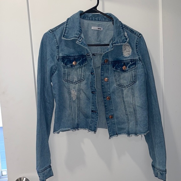 Fashion Nova Jackets & Blazers - Fashion Nova light wash denim jacket with distress detailing. Size medium.